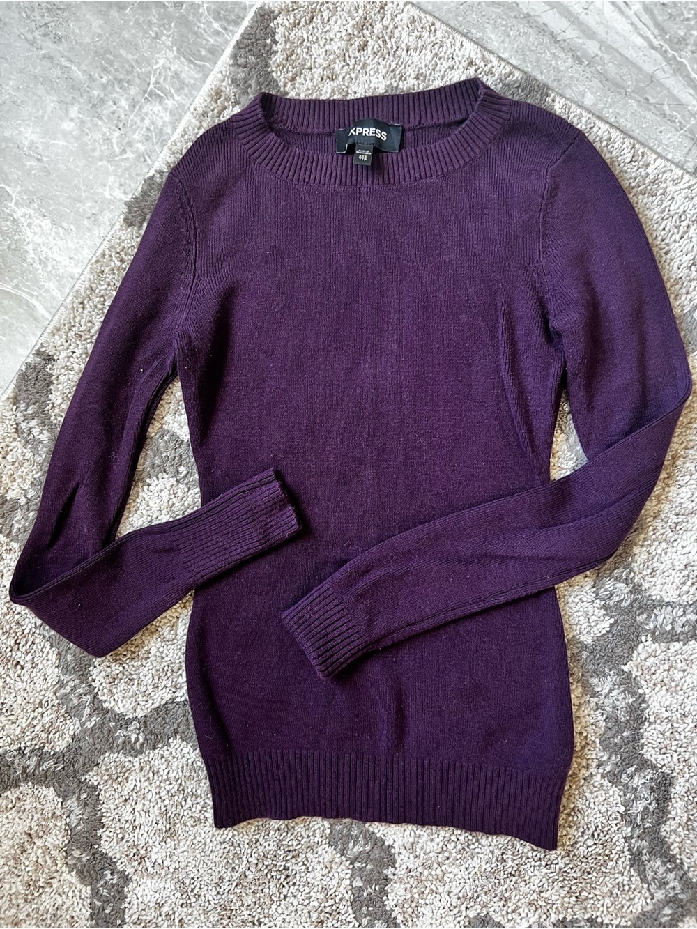 Express Women’s Deep Plum Crewneck Sweater|Size XXS